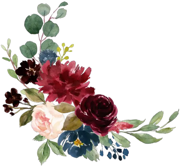 Burgundy And Navy Flowers Png