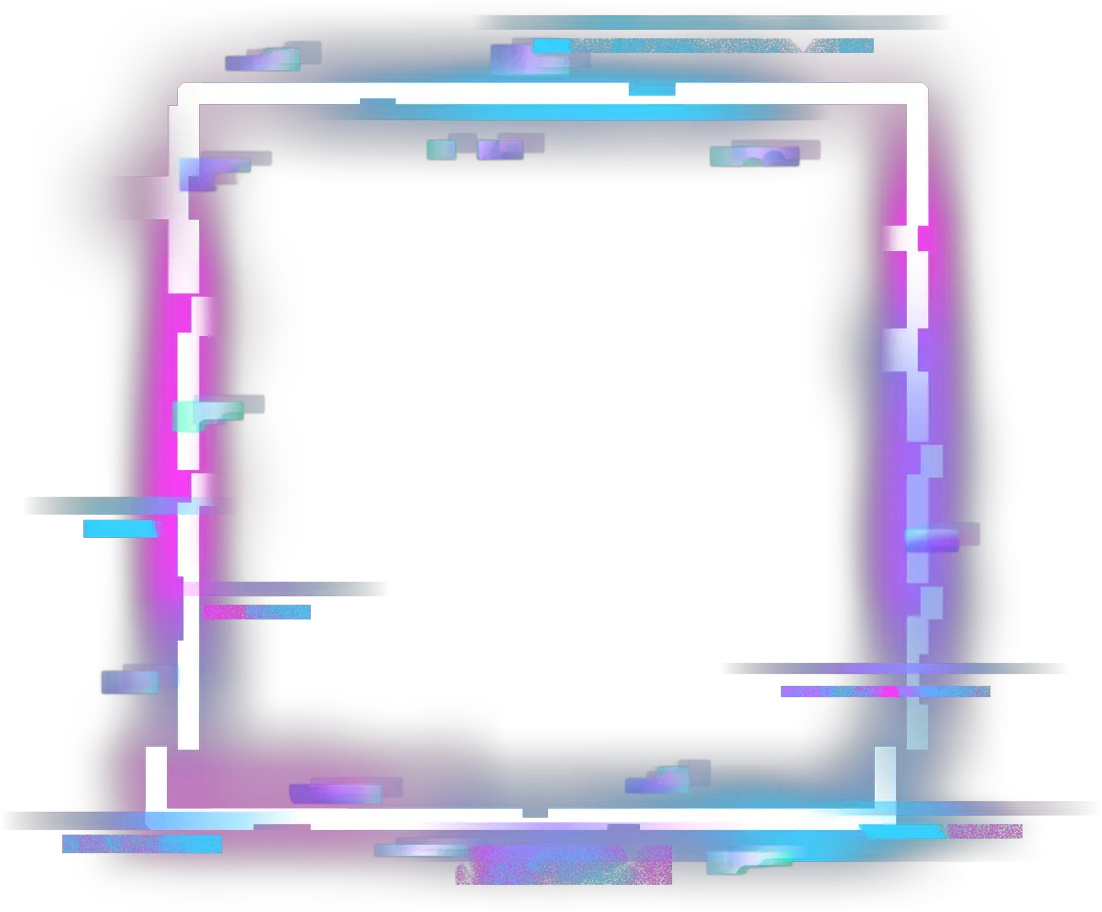 square glitch border neon error geometric frame Glitch Error Overlay Png