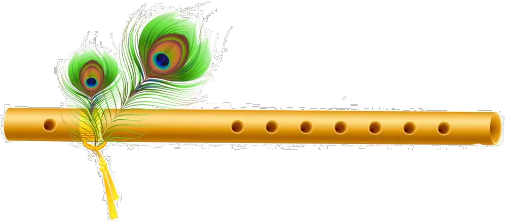 Krishna Flute With Peacock Feather Painting