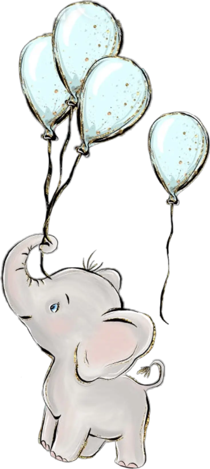 watercolor elephant balloons baby boy babyanimals Elephant With Balloons Clipart