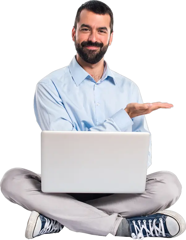 Image Man Hold Laptop Png