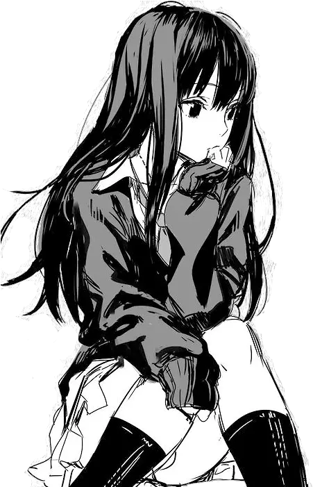 Made Transparent Credit - Black And White Anime Girl Transparent Background