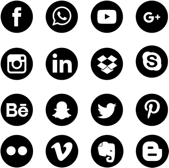 Clip Art Black Social Media Icons Png Vector Social Media Icons Png