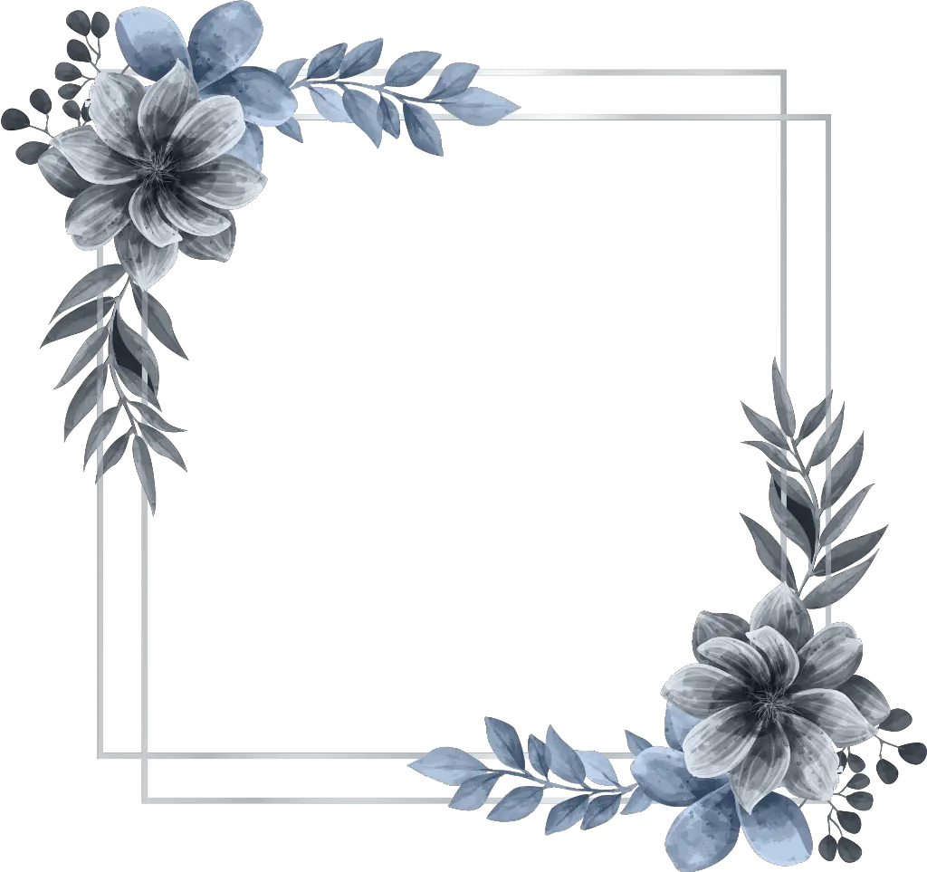 wreath square flower floral frame silver glitter Silver Wedding Frame Png