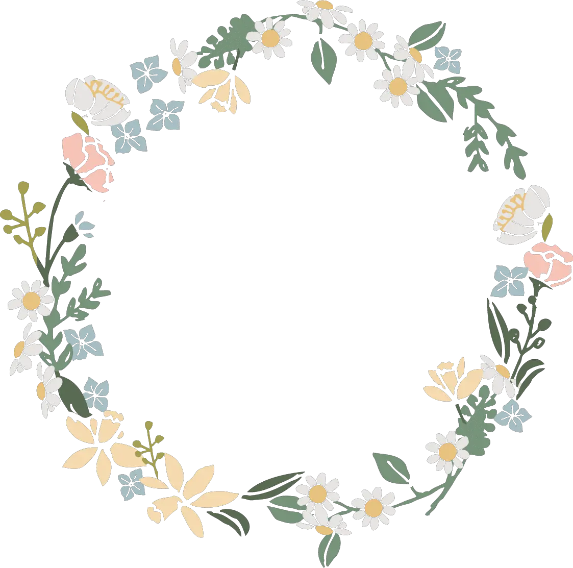 Transparent Background Watercolor Floral Wreath