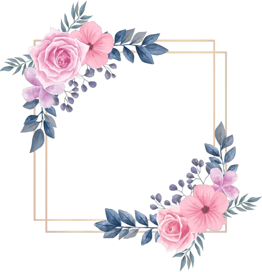 rose square flower floral frame gold glitter Vector Marco Vintage Flores Azul