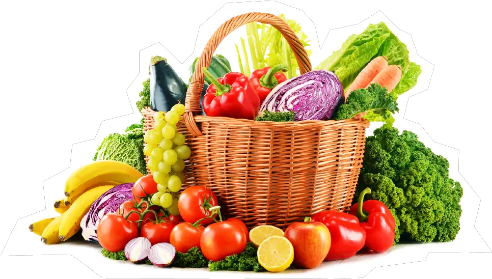 Big Basket Of Fruits And Vegetables