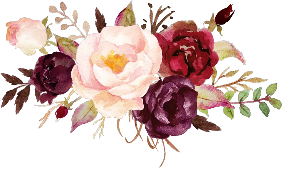 Transparent Watercolor Bouquet Png Burgundy Watercolor Flowers Png