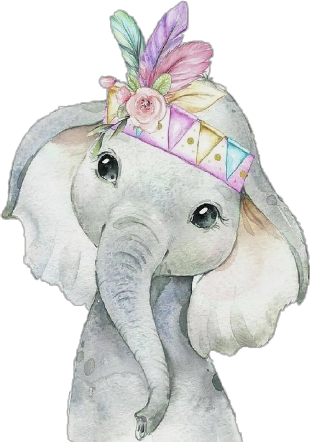 elephant colorful cute baby animals Watercolor Elephant