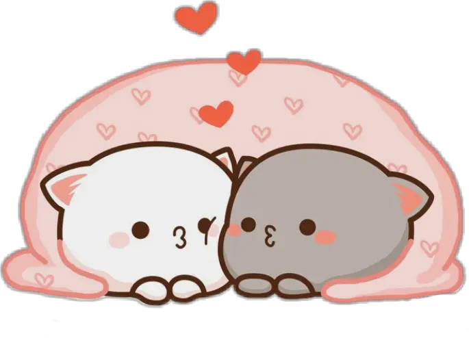 freetoedit cute kawaii cat couple love hug cuddle Mochi Mochi Peach Cat Png