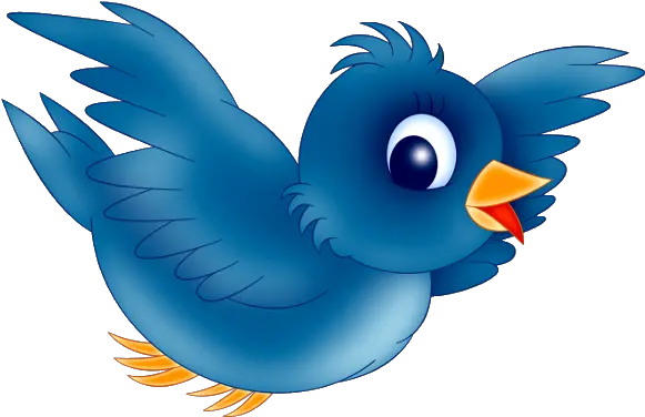 Blue Bird Cartoon Clipart Animated Bird Flying Png