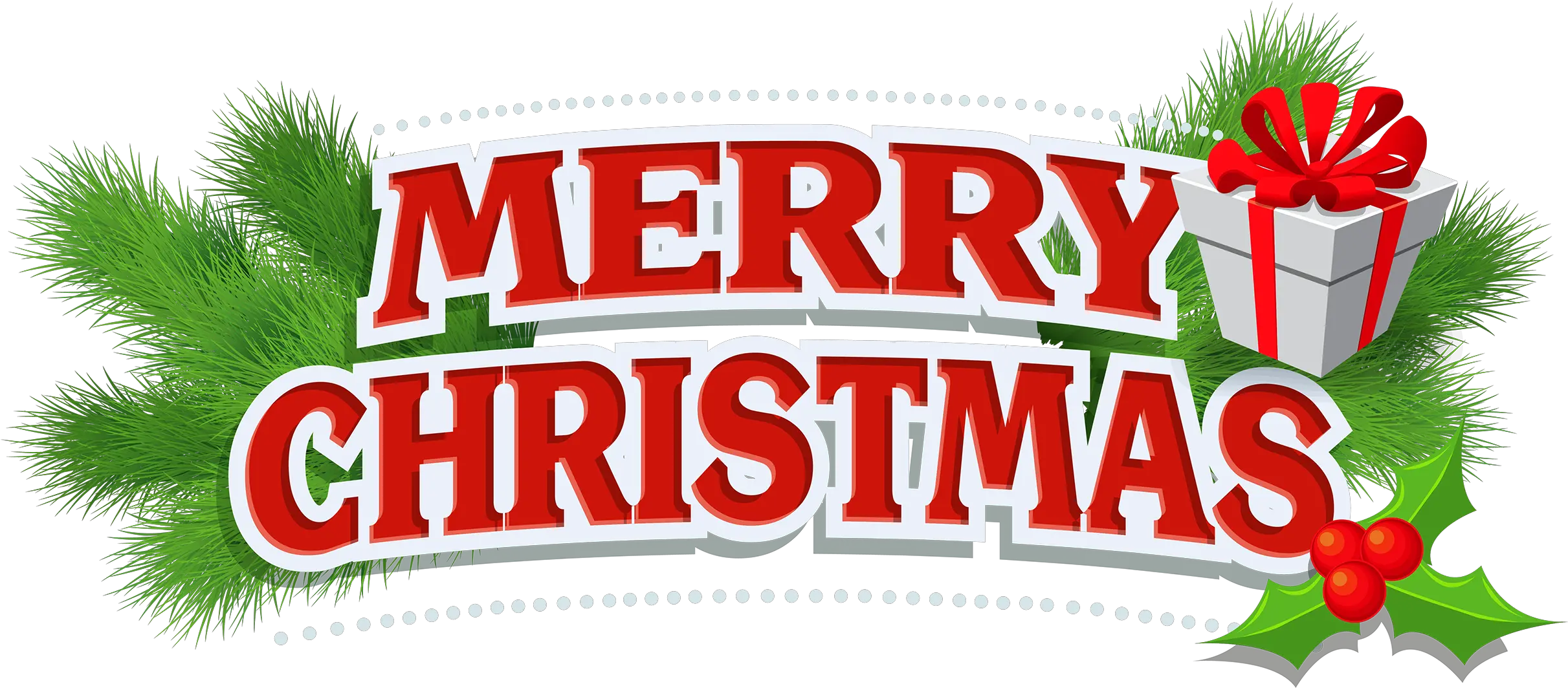 Merry Christmas Decor With Gift Png Clipart Merry Christmas Text Png