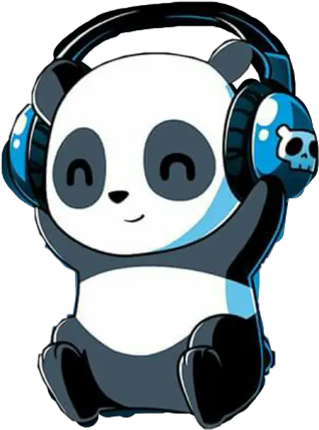 panda headphones music happypanda smile behappy Cartoon Panda With Headphones