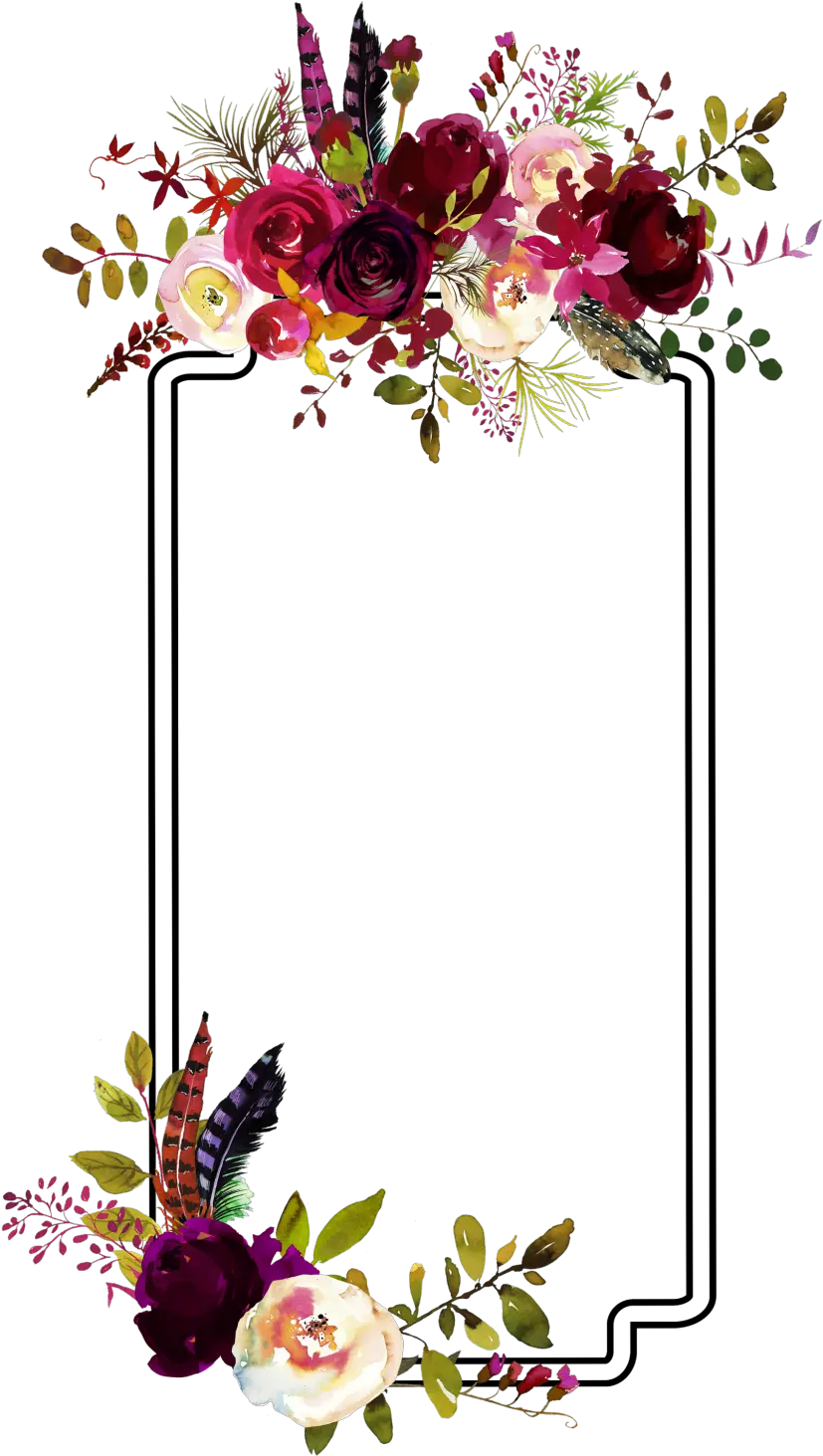 Fashion Flower Border Decoration Vector Burgundy Flower Vector Png