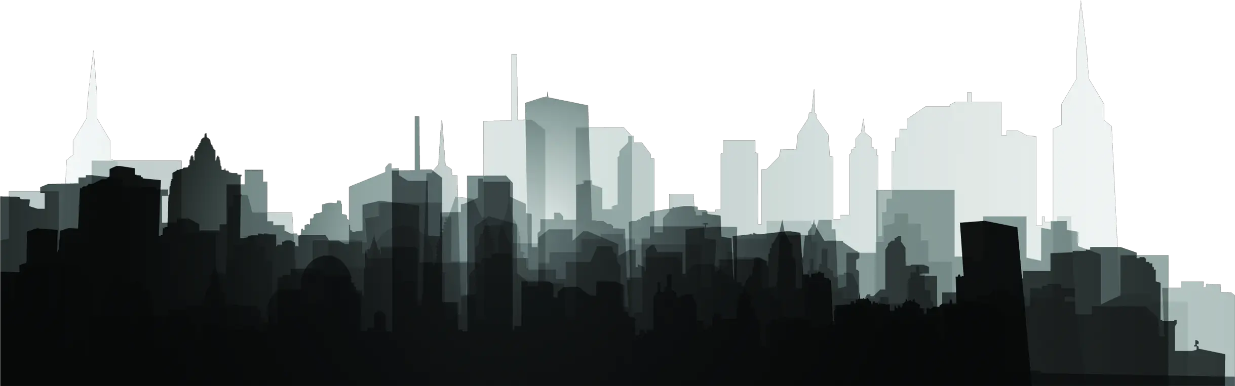 Black And White Skyline Silhouette Skyscraper City Silhouette Transparent Hd