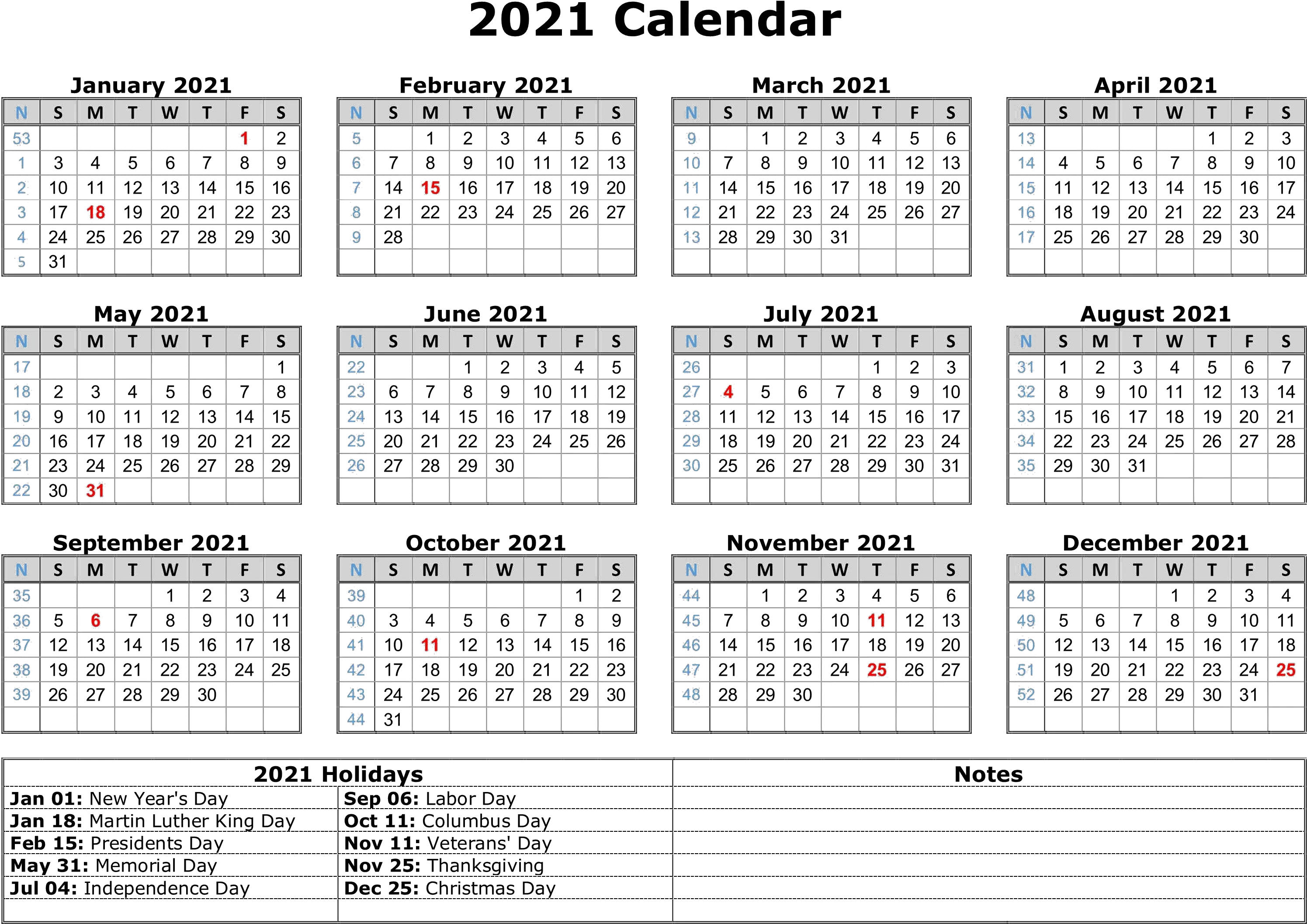 Calendar 2021 Png Photo Free Printable 2021 Calendar With Holidays