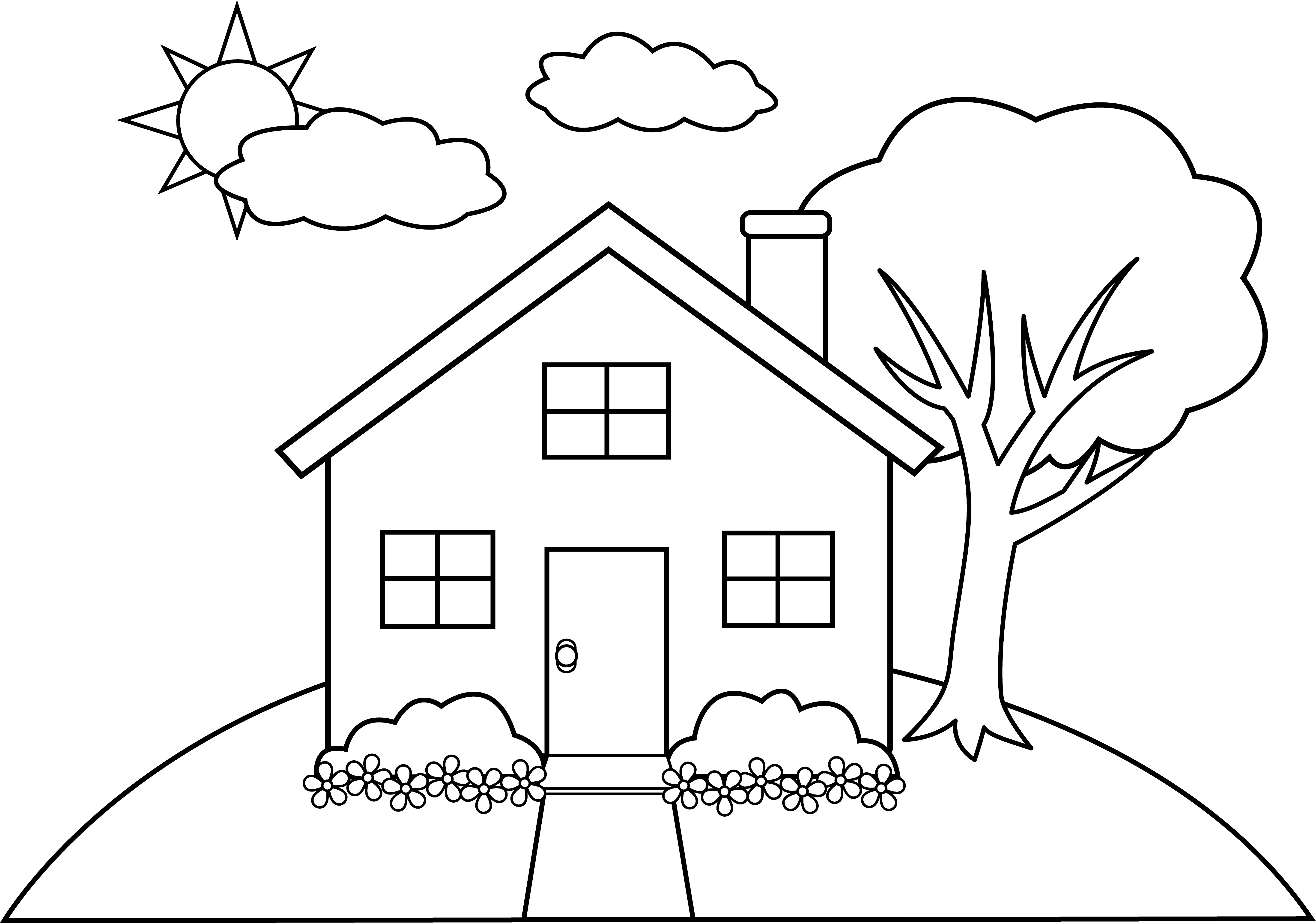 House Line Drawing Clip Art My House Coloring Page