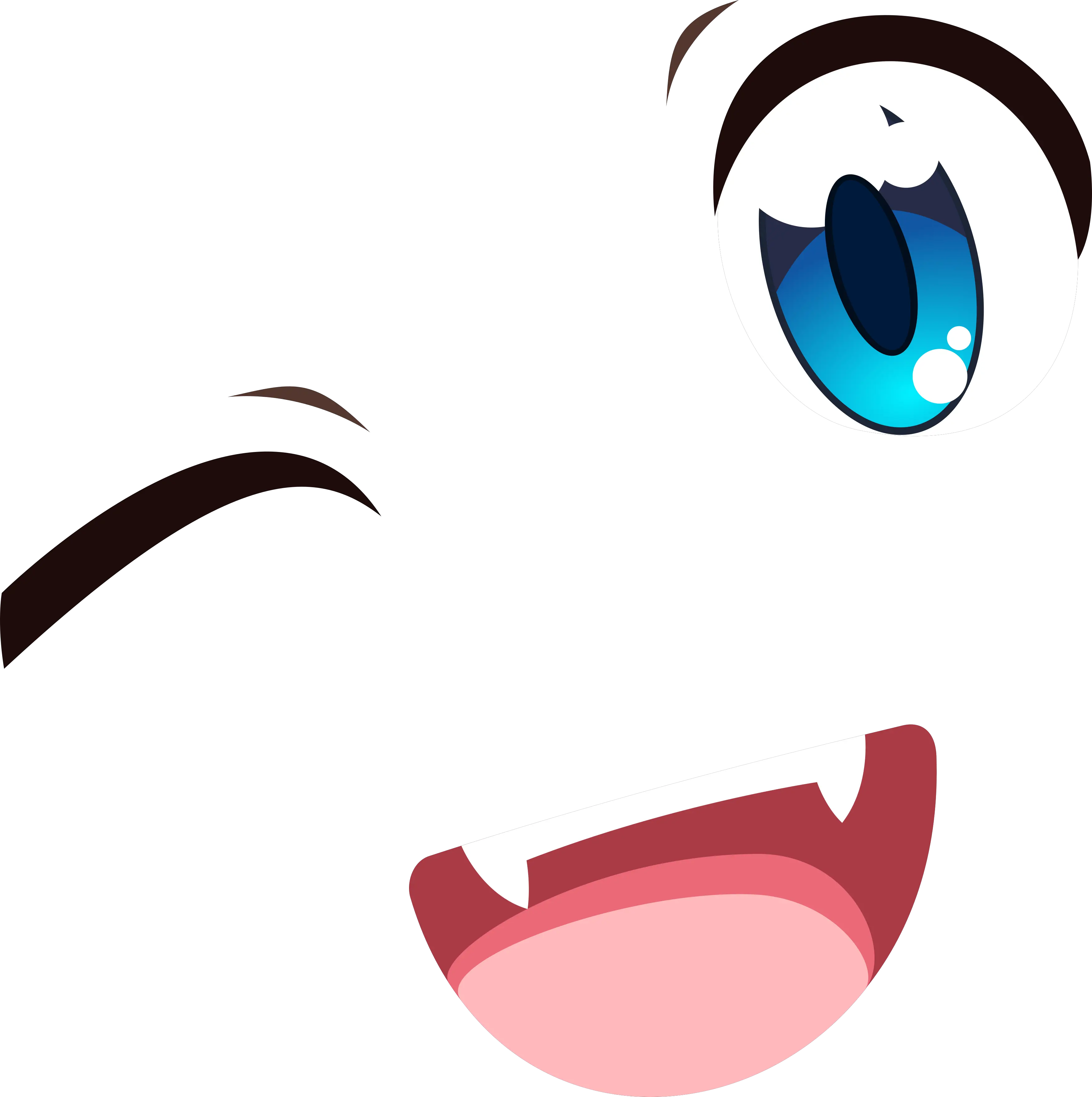 Blue Eyes Wink Smile Anime Eyes And Mouth Png