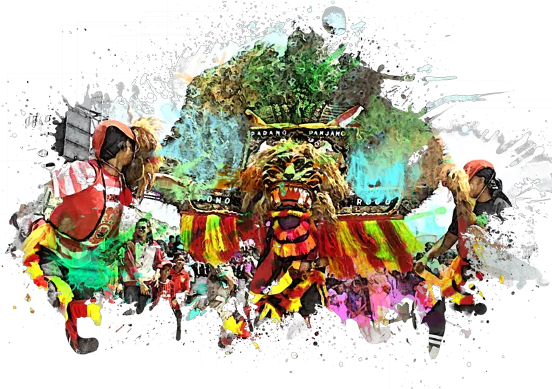 East Java Arts Reog Ponorogo Flat Vector Design Illustration Reog Ponorogo Vector