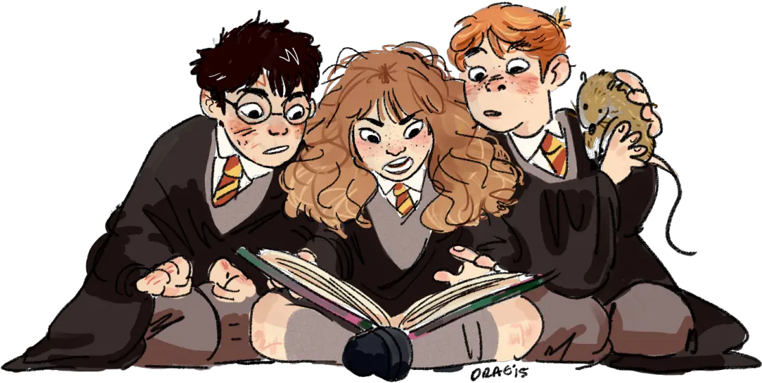 Transparent Hermione Png Cartoon Harry Potter Friends