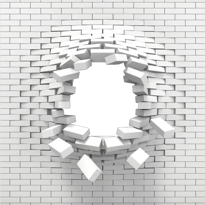 ftestickers background wall brick hole white Brick Wall Blowing Up