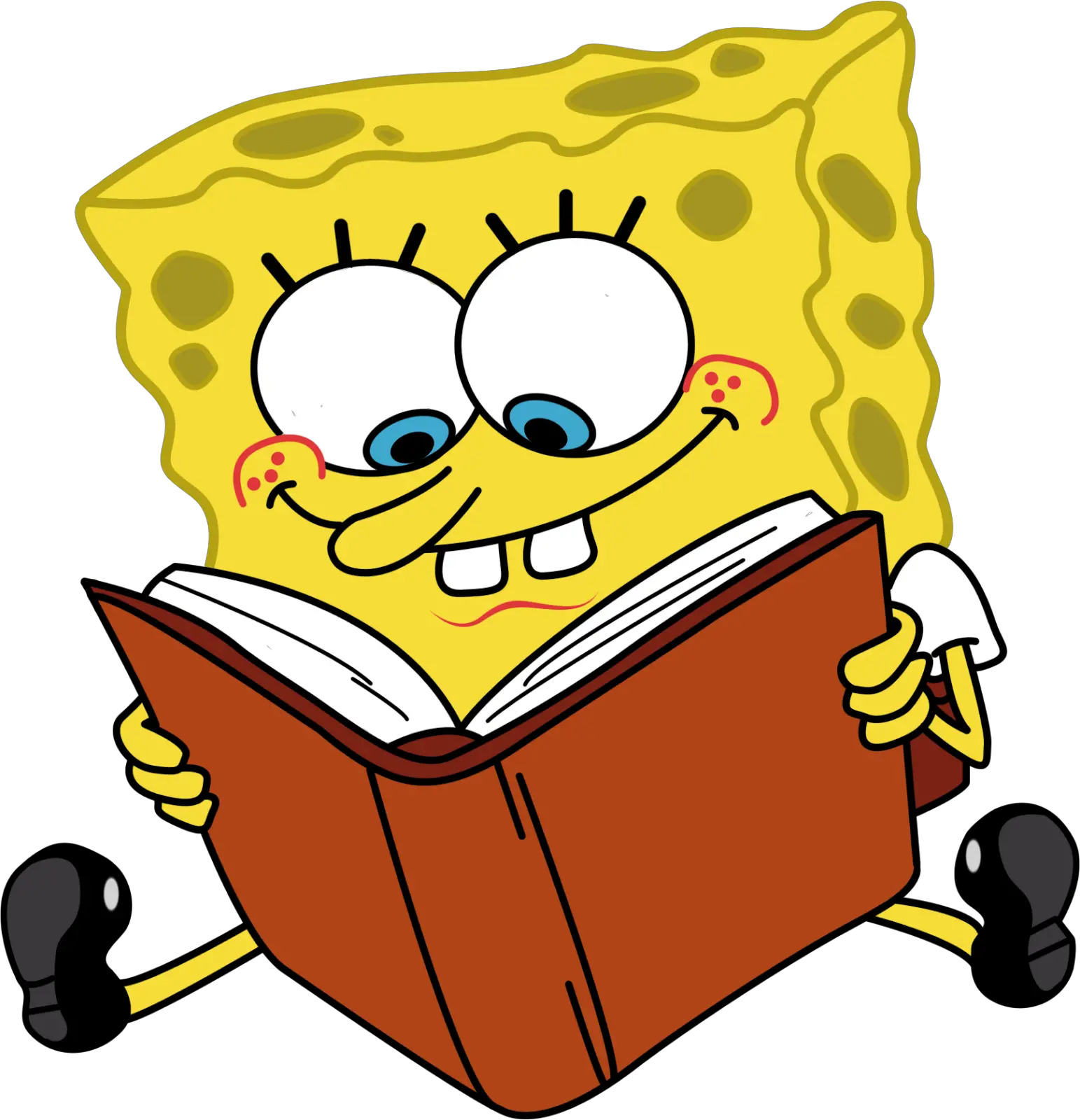 Cartoon Characters Spongebob Reading Book Png Cartoon Png