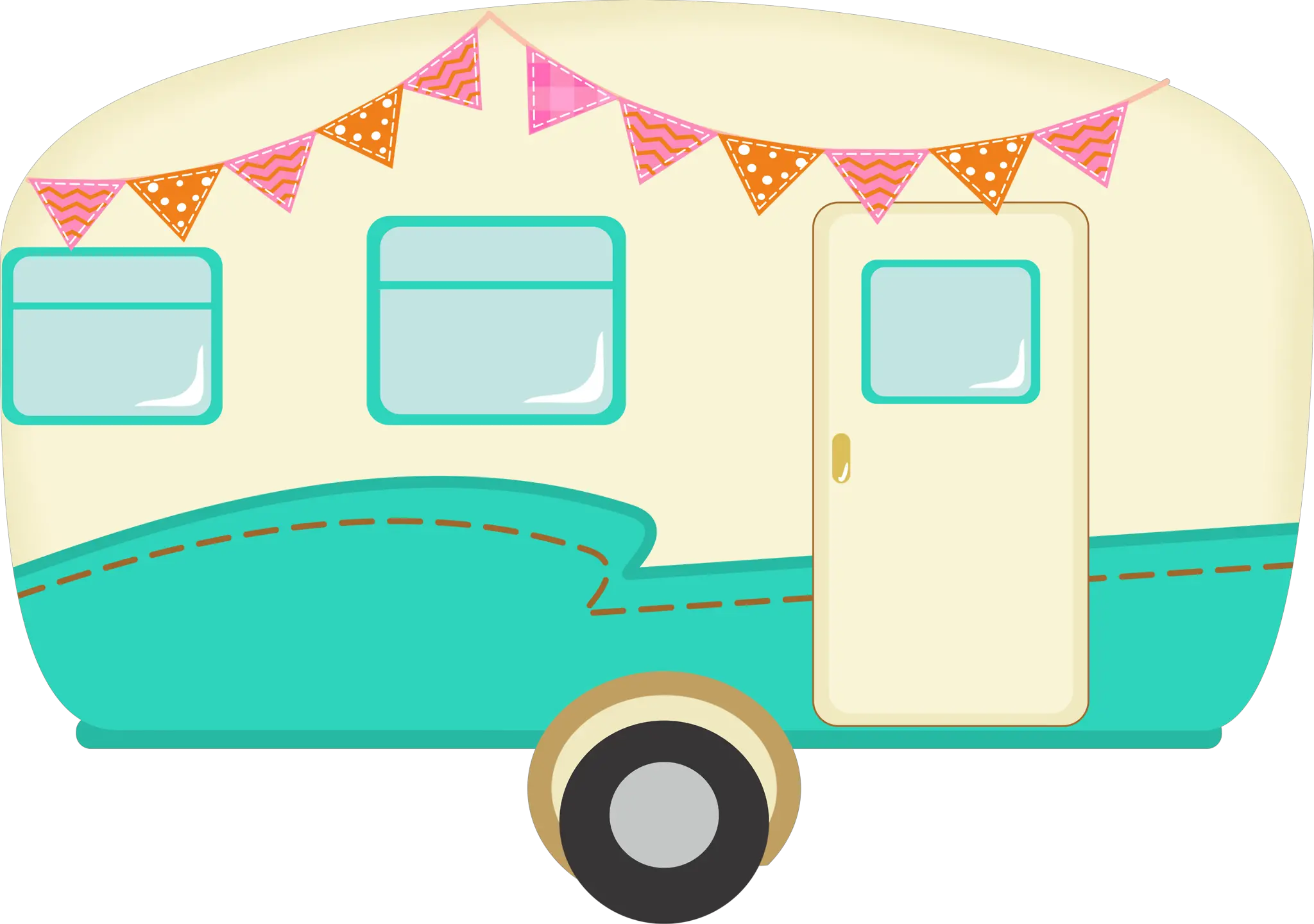 Happy Campers Being Strong A Hurricane Is Looming In Vintage Camper Clipart
