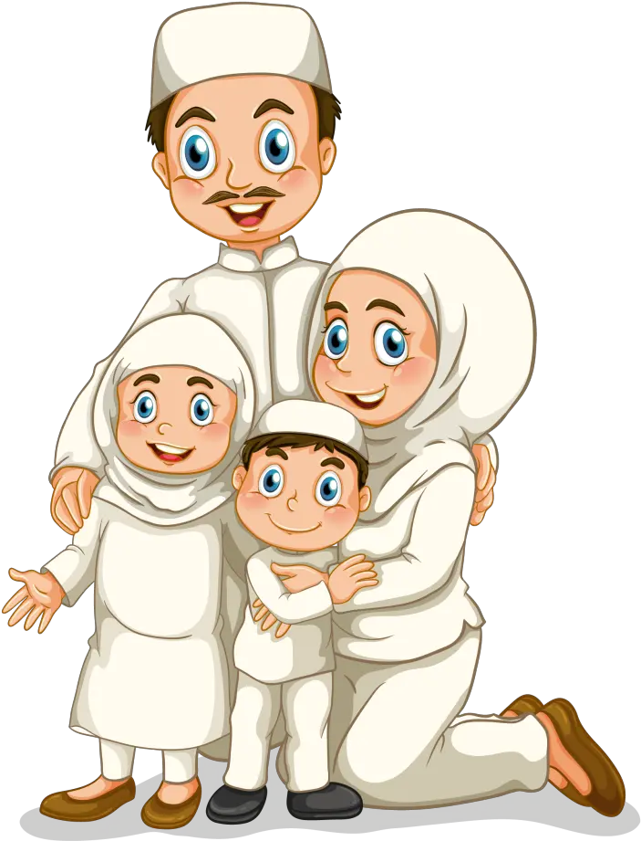 The Islamic Family Free Png And Vector Muslim Family Cartoon Png