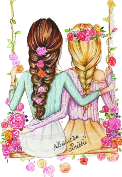 girls girl friends amistad love flores Girls Best Friend Drawings