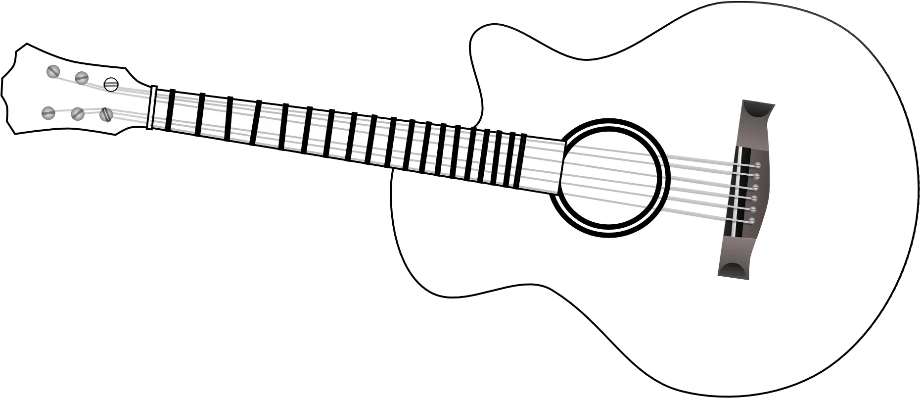 Guitar Outline Clip Art Black And White Acoustic Guitar