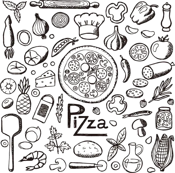 Vector Doodle Food Pizza Elements