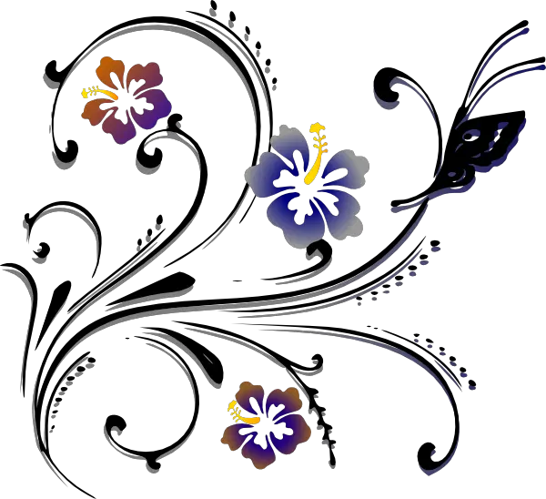 Transparent Scroll Png Image Butterfly And Flower Vector Png