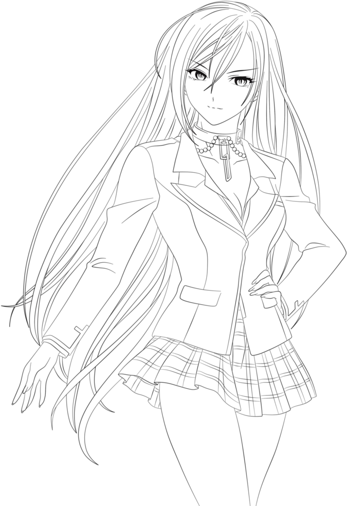 Rosario Vampire Anime Coloring Pages Line Art
