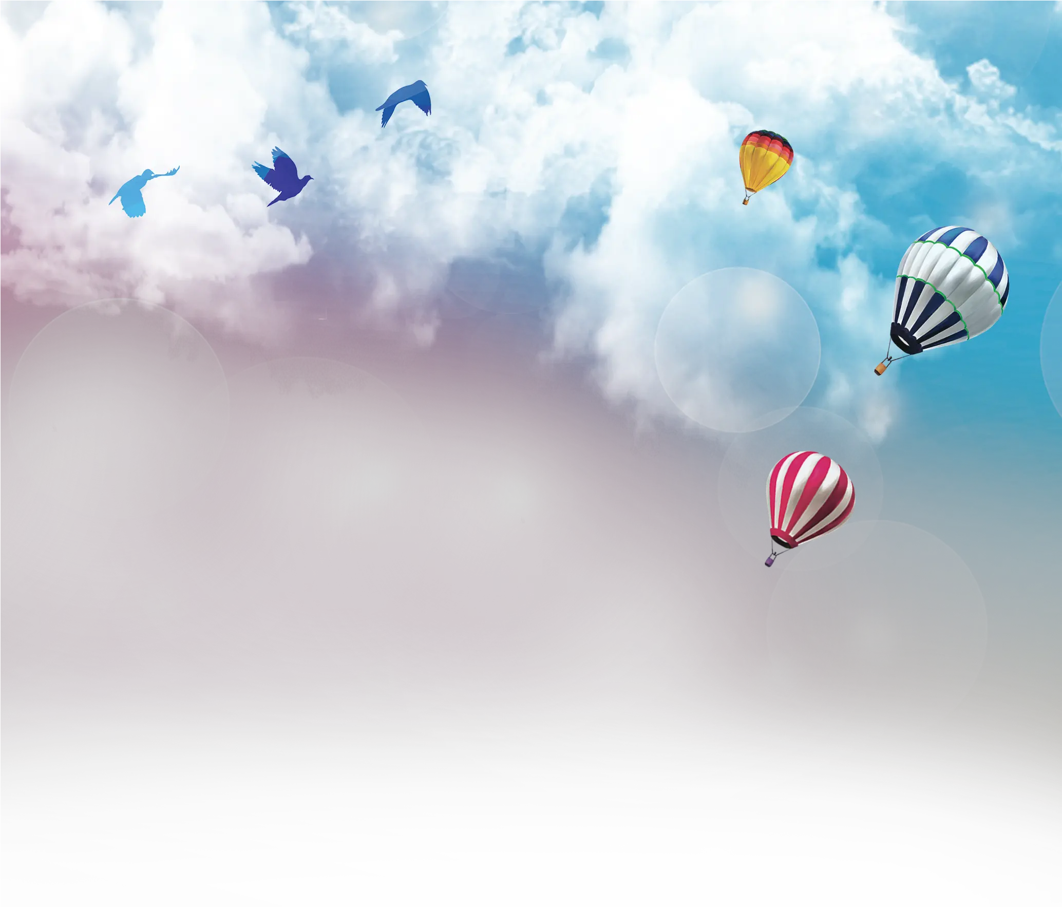 Transparent Sky Background Png Clouds Background With Hot Air Balloon