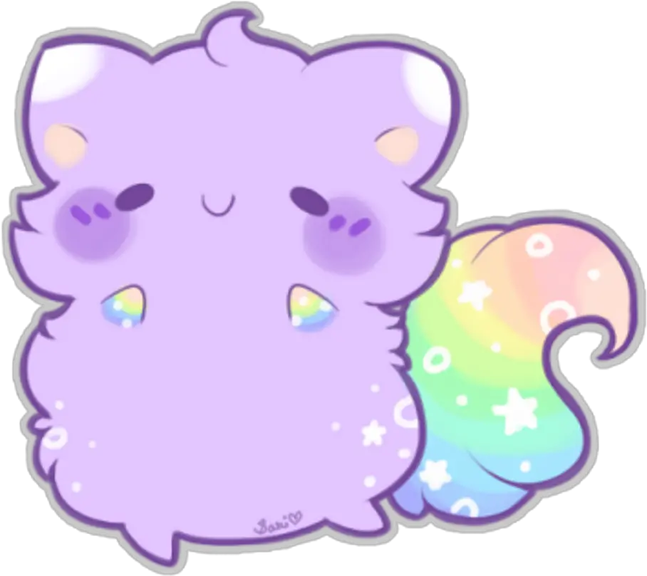 Purple Rainbow Blush Cat Kitty Kawaii Cute Kawaiicute Kawaii Cute Chibi Animals