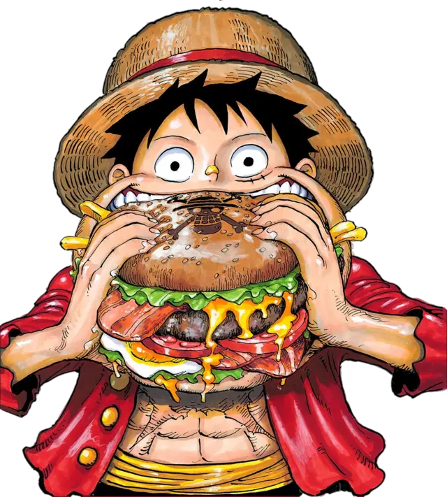 Render Of Luffy Eating A Cheeseburger Released By Shonen Monkey D Luffy Eat