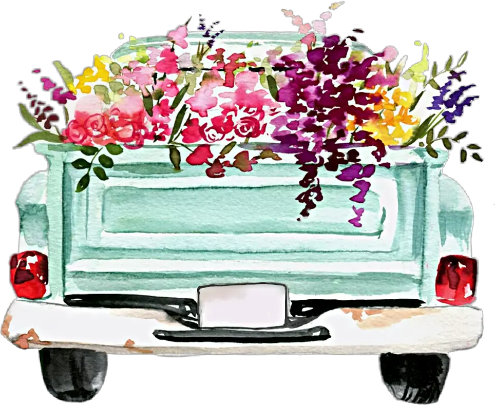 watercolor truck flowers vintage classic retro Let39s Make Art Floral Truck