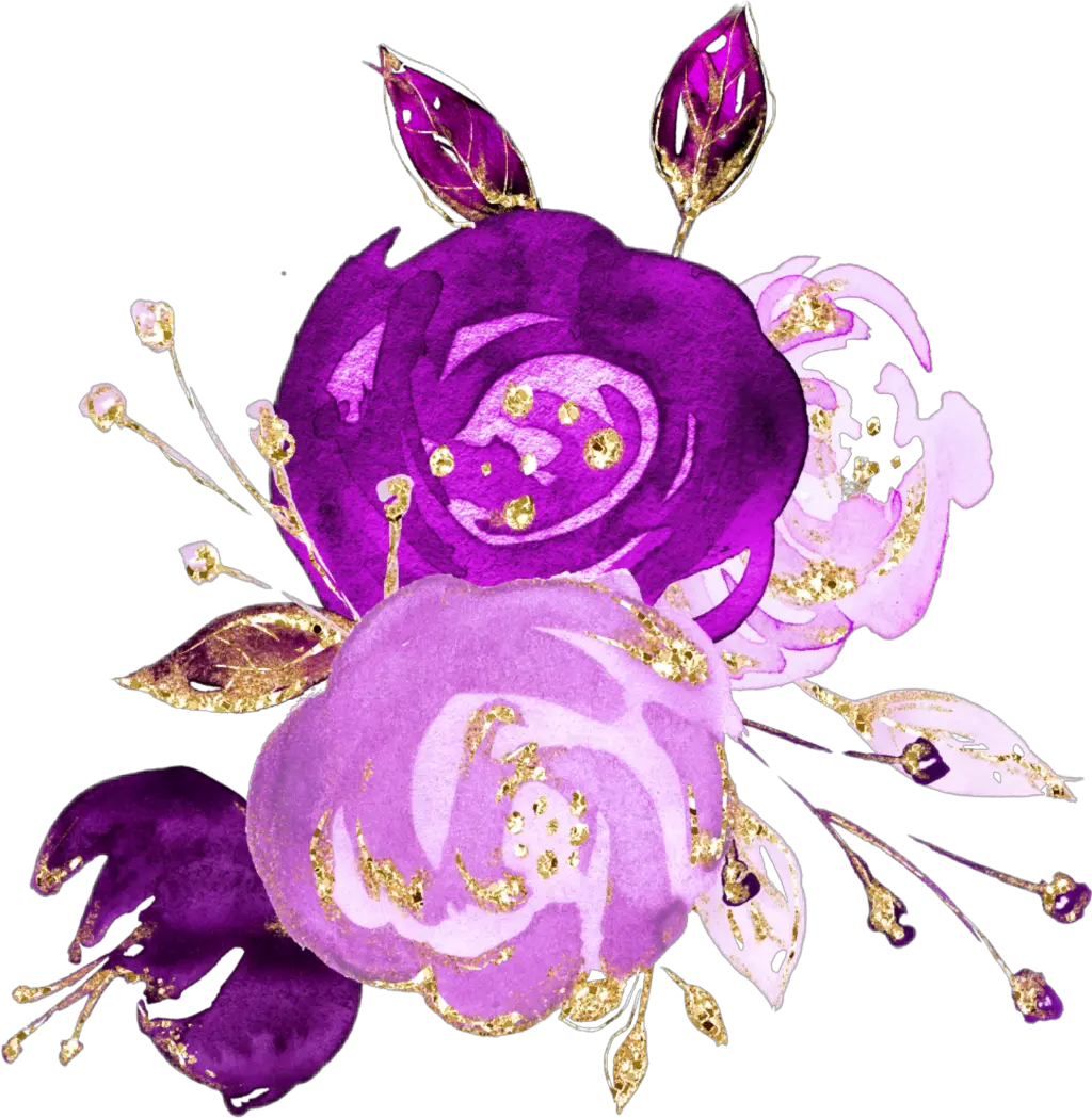 watercolor flowers bouquet bunch purple plum Plum Watercolor Flowers Png