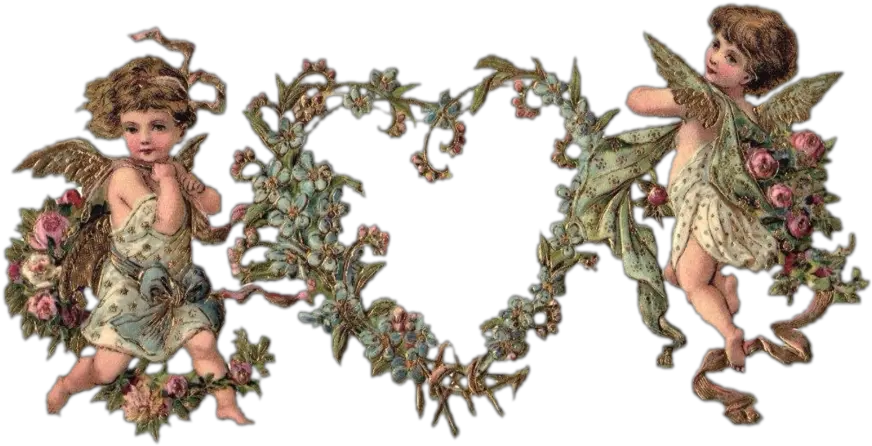 cherub cherubs cherubim angel angels flower flowers Vintage Cupid Valentines Day