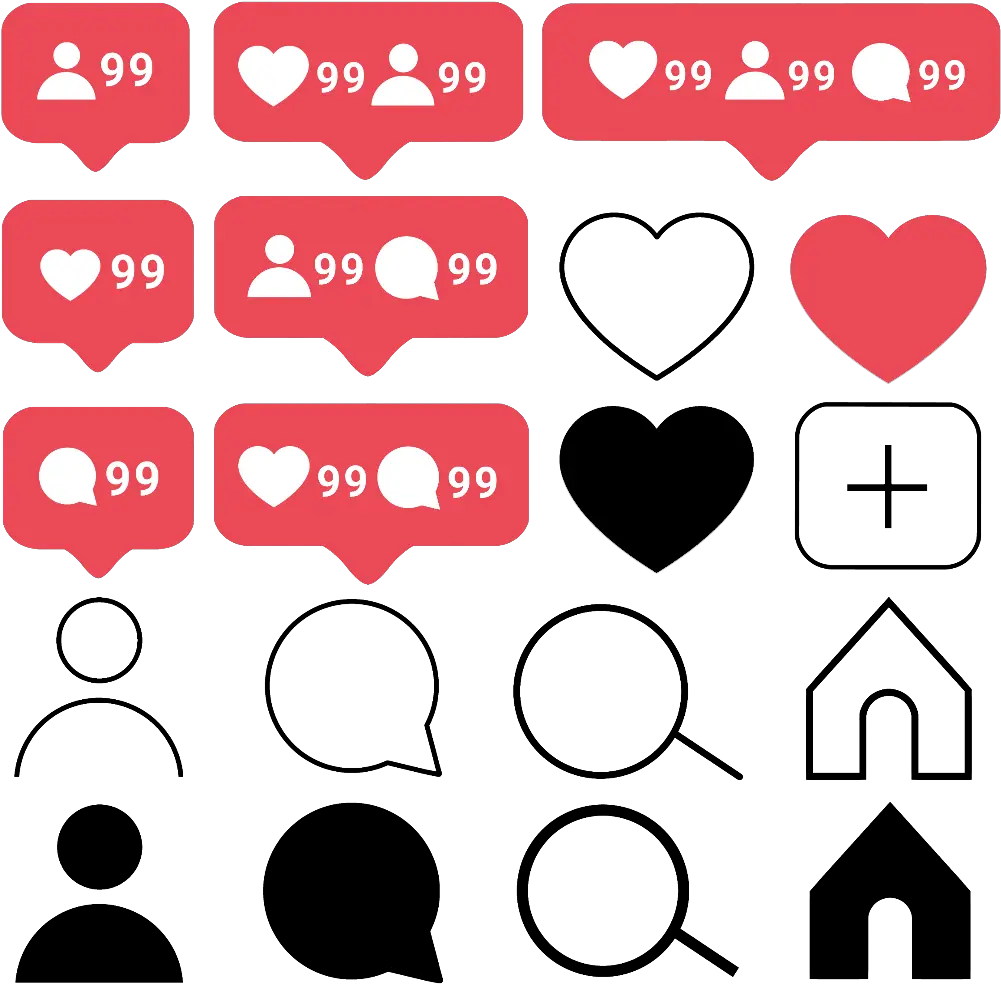 icon symbol instagram insta blackwhite color Heart