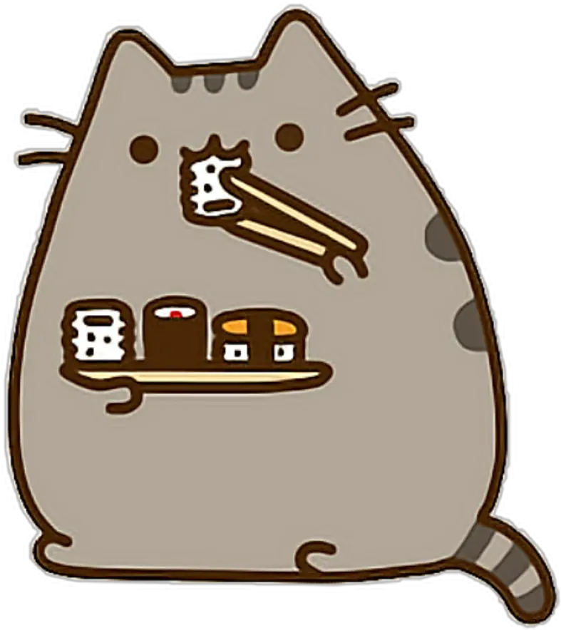Stickproject Pusheen Sushi Kawaii Cute Freetoedit Pusheen Cat Eating Sushi
