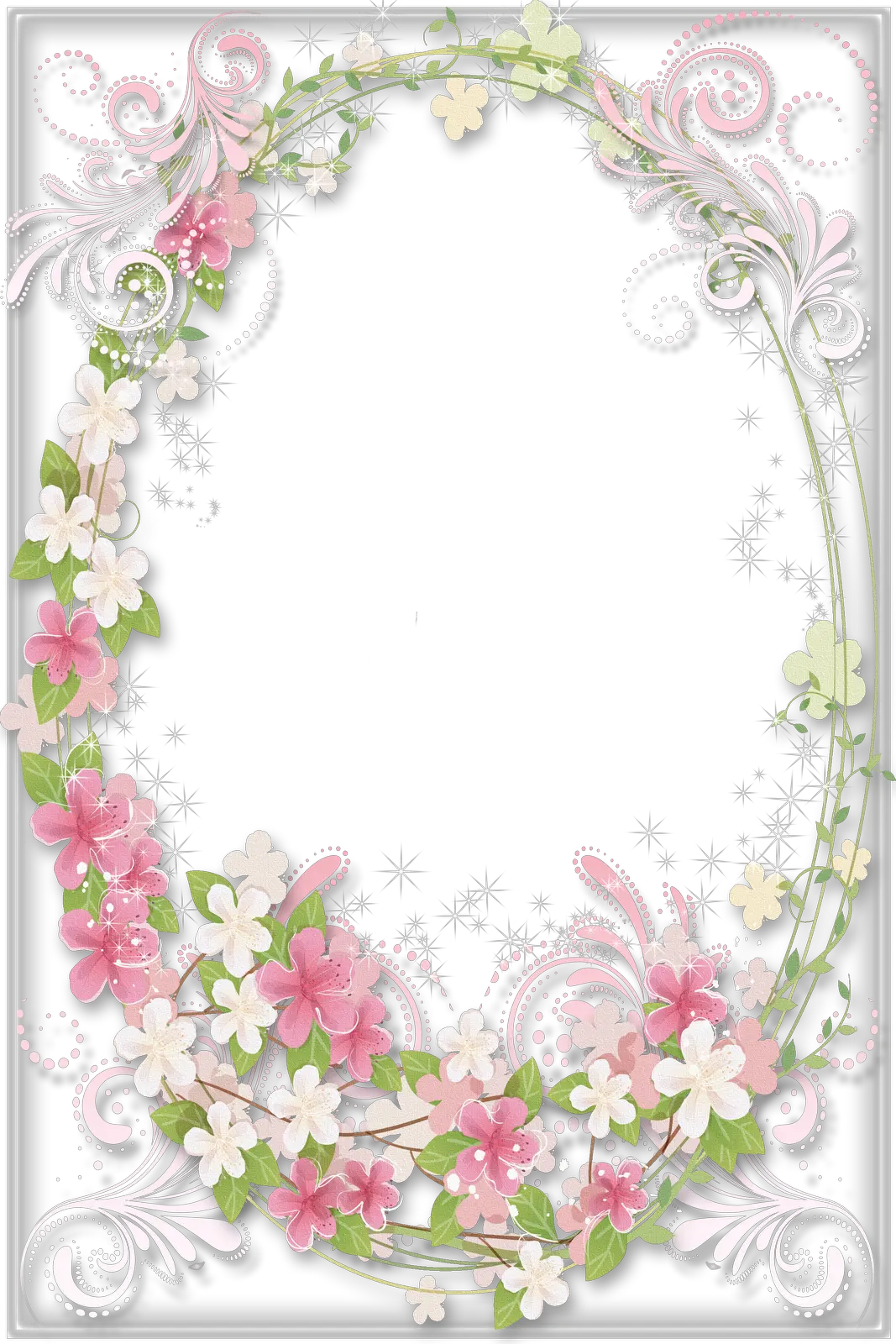 Pink Flower Oval Frame Png