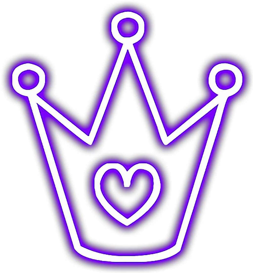 Crown Glowing Violet Purple Love Cute Neon Neon Queen Crown Png