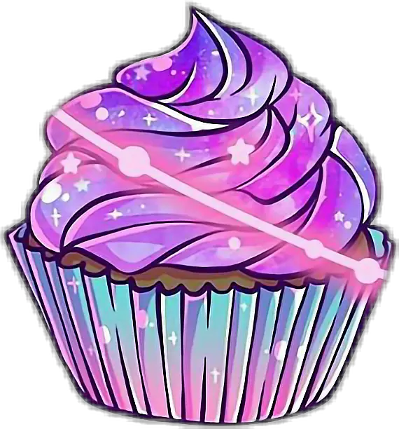 Transparent Purple Cupcakes Clipart Kawaii Galaxy Cupcake