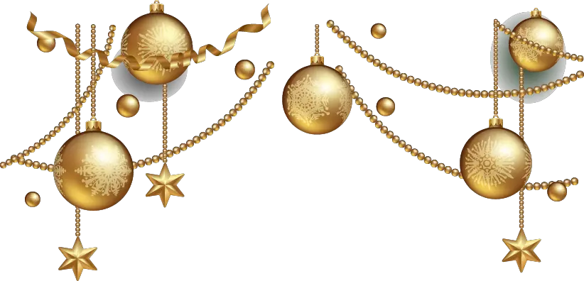 gold party ornaments hangingdecorations swirls Gold Christmas Ornaments Png