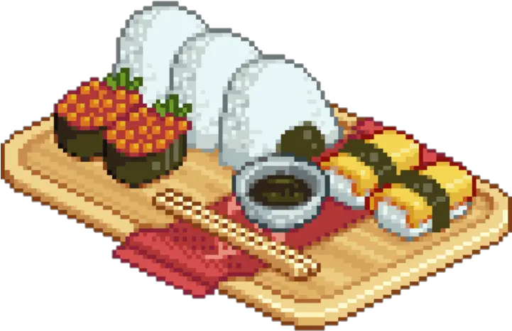 pixel sushi cute png tumblr food red yellow Japanese Food Pixel Png