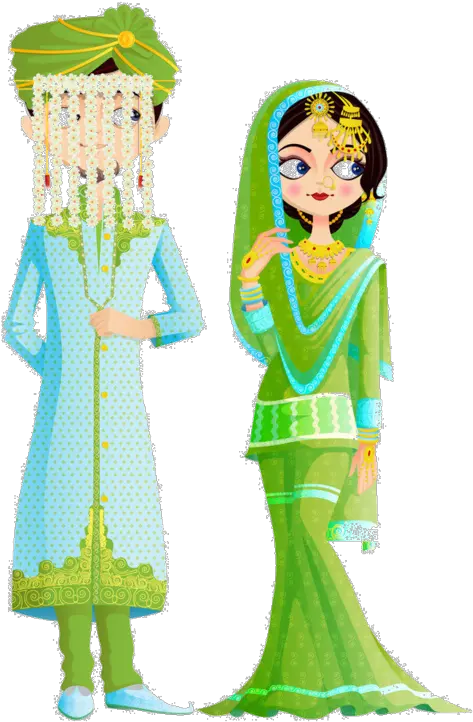 India Transparent Cartoon Wedding Muslim Couple Images Cartoon