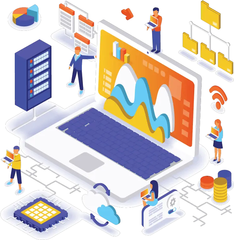 Full Stack Development Data Analysis Isometric