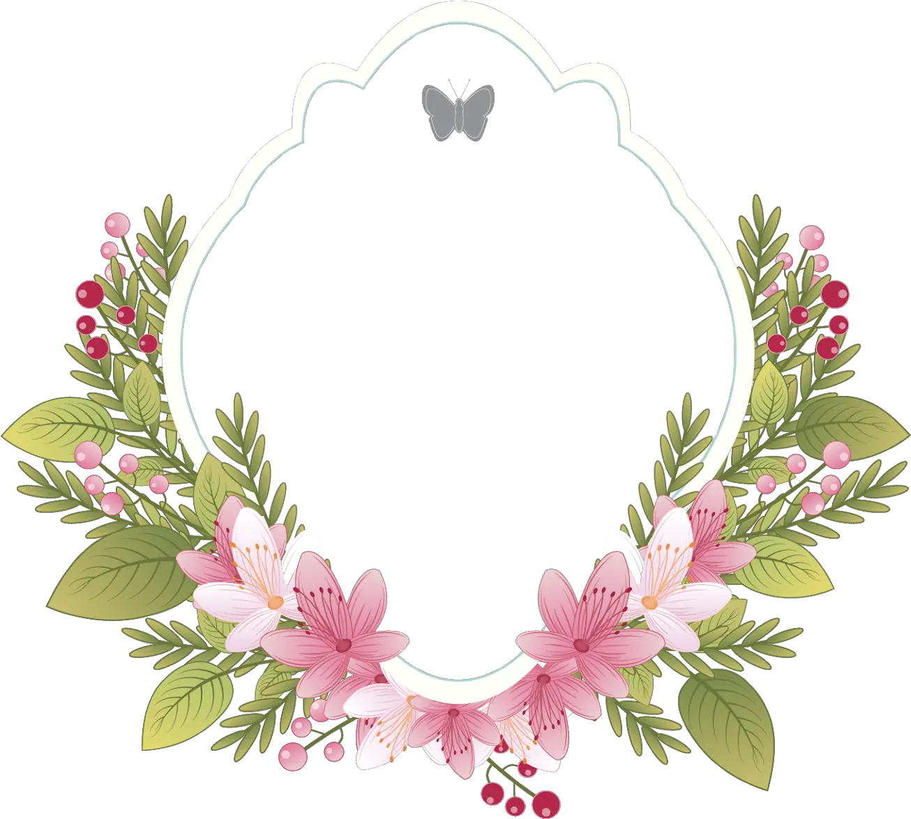 Vintage Flower Frame Vector Png