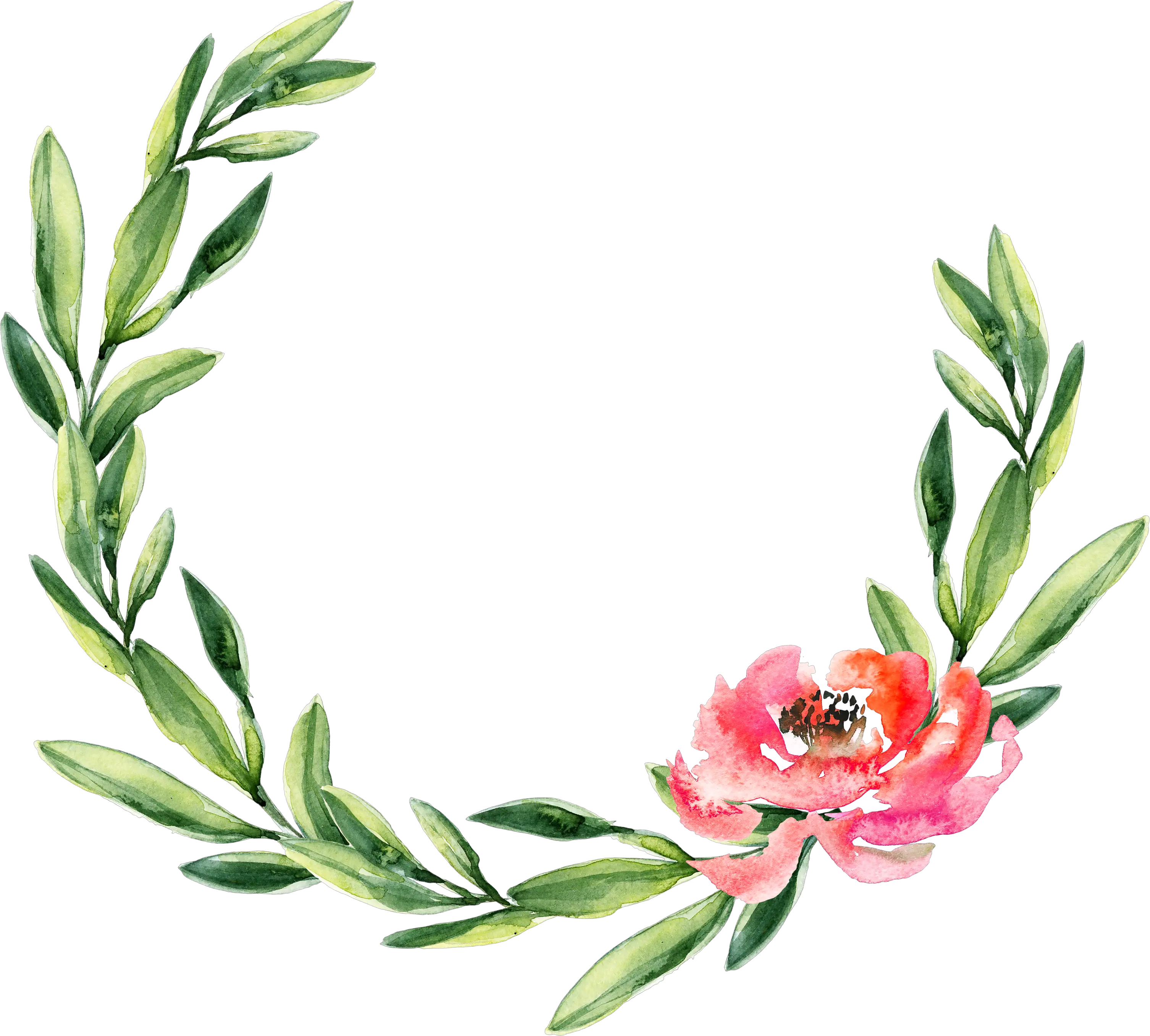 Wreath Watercolor Painting Wedding Garland Christmas Watercolor Leaf Wreath Png